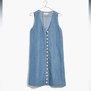 Madewell Denim Button-Front Sleeveless Easy‎ Dress in Haslett Wash